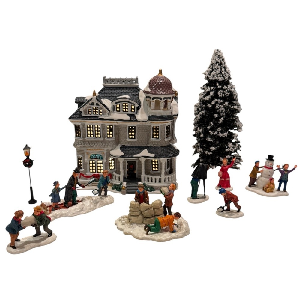 Lemax 2001 Laurel House 12 Piece Set with Original Box #16243 Damage - Picture 12 of 17